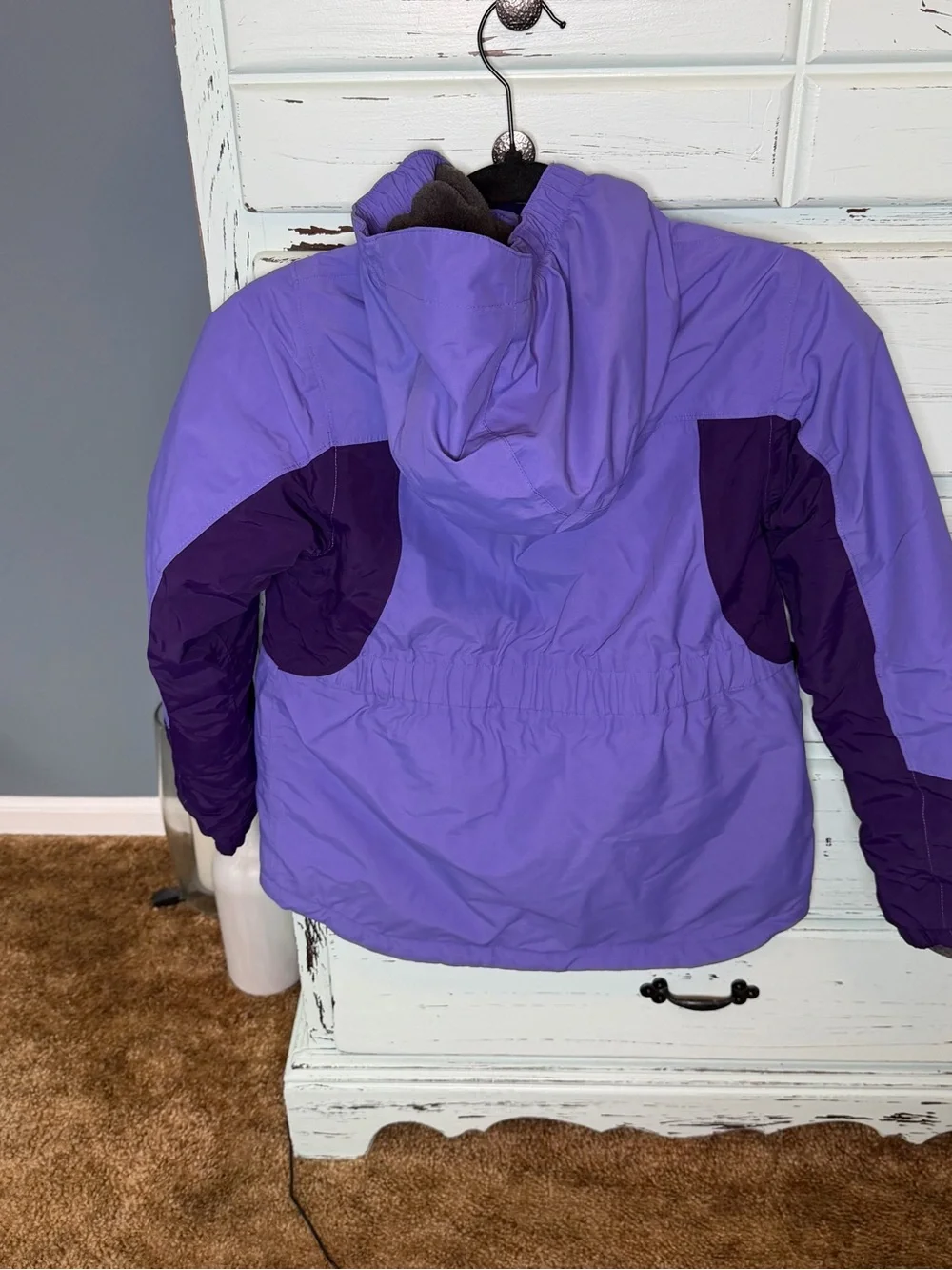Lands' End Two-Tone Purple Hooded Kids Winter Jacket. Girls size medium (10-12)